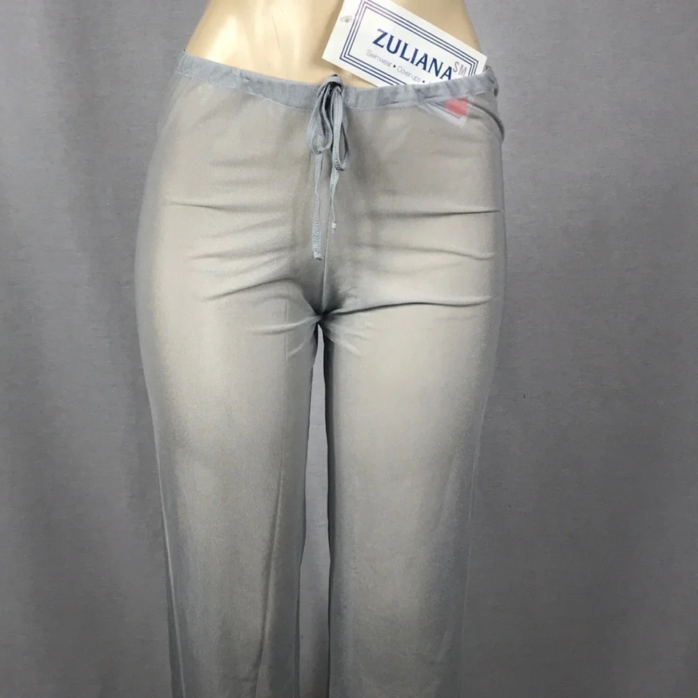 Zuliana Size S/M Grey Mesh Cover Up Pants. Made In USA. New With Tags.